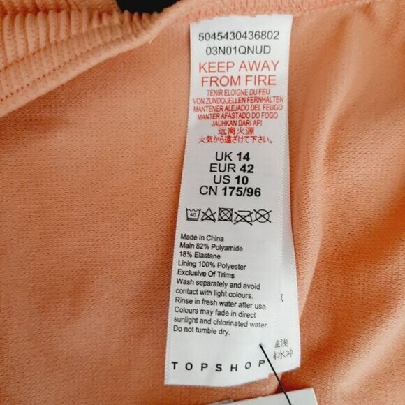 TOPSHOP Ribbed Plunge V-Neck Button Detail Swimsuit Nude One Piece Sz 10 - Picture 11 of 11